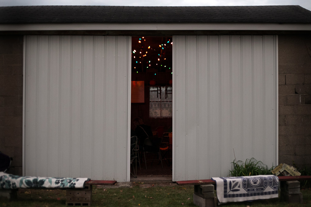 The outside of the shed